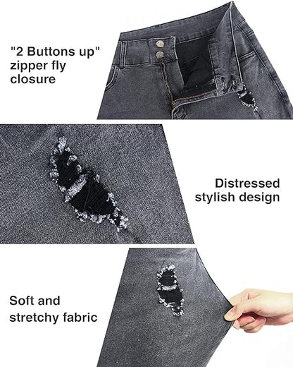 Womens Plus Size Skinny Jeans Stretchy High Waisted Classic Ankle Jean