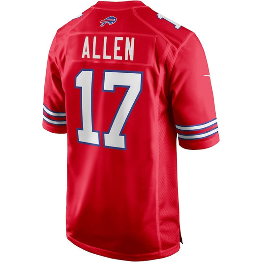 B.Bills #17Josh Allen Red Alternate Game Player Jersey Stitched American Football Jersey
