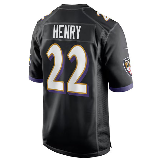 B.Ravens #22 Derrick Henry Black Alternate Game Jersey Stitched American Football Jersey
