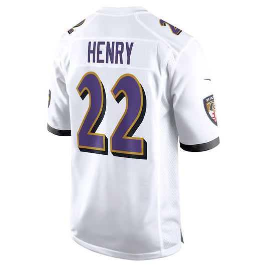 B.Ravens #22 Derrick Henry White White Game Jersey Stitched American Football Jersey