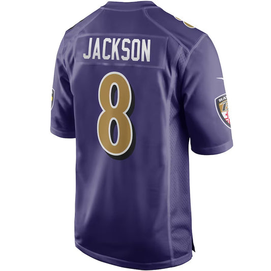 B.Ravens #8 Lamar Jackson Purple Alternate Game Jersey Stitched American Football Jersey