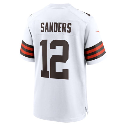 C.Browns #12 Shedeur Sanders White 2025 NFL Draft Game Jersey Stitched American Football Jersey