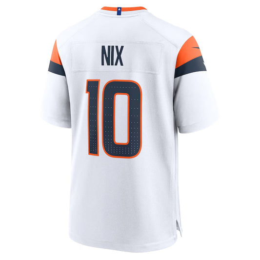 D.Broncos #10 Bo Nix White Game Jersey Stitched American Football Jersey