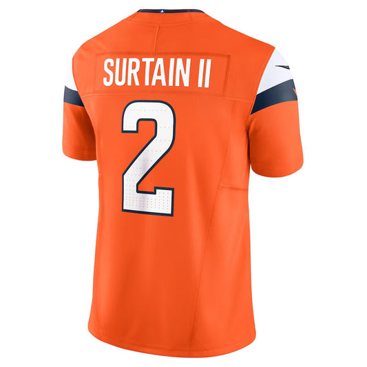 D.Broncos #2 Patrick Surtain II Orange Mile High Collection Vapor F.U.S.E. Limited Jersey Stitched American Football Jersey