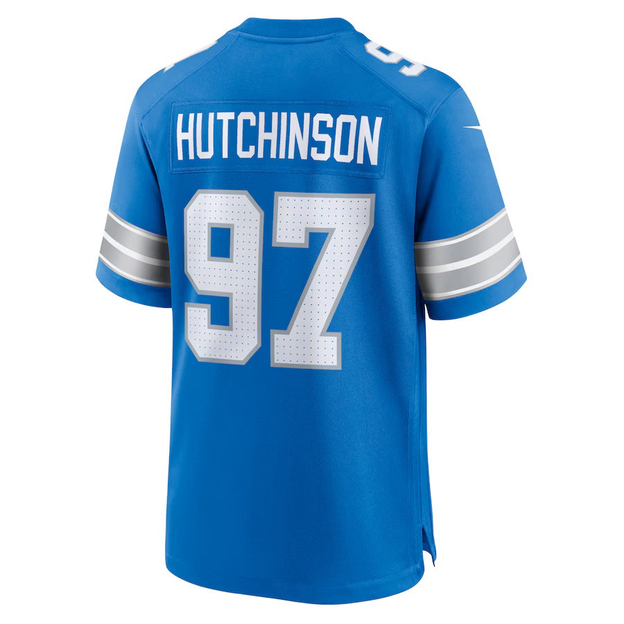 D.Lions #97 Aidan Hutchinson  Blue Game Jersey Stitched American Football Jersey