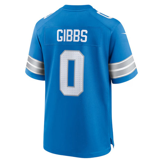 D.Lions #0 Jahmyr Gibbs Blue Game Player Jersey Stitched American Football Jersey